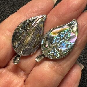 Abalone Leaf Drop Earrings - Iridescent Multi-Color Women Jewelry